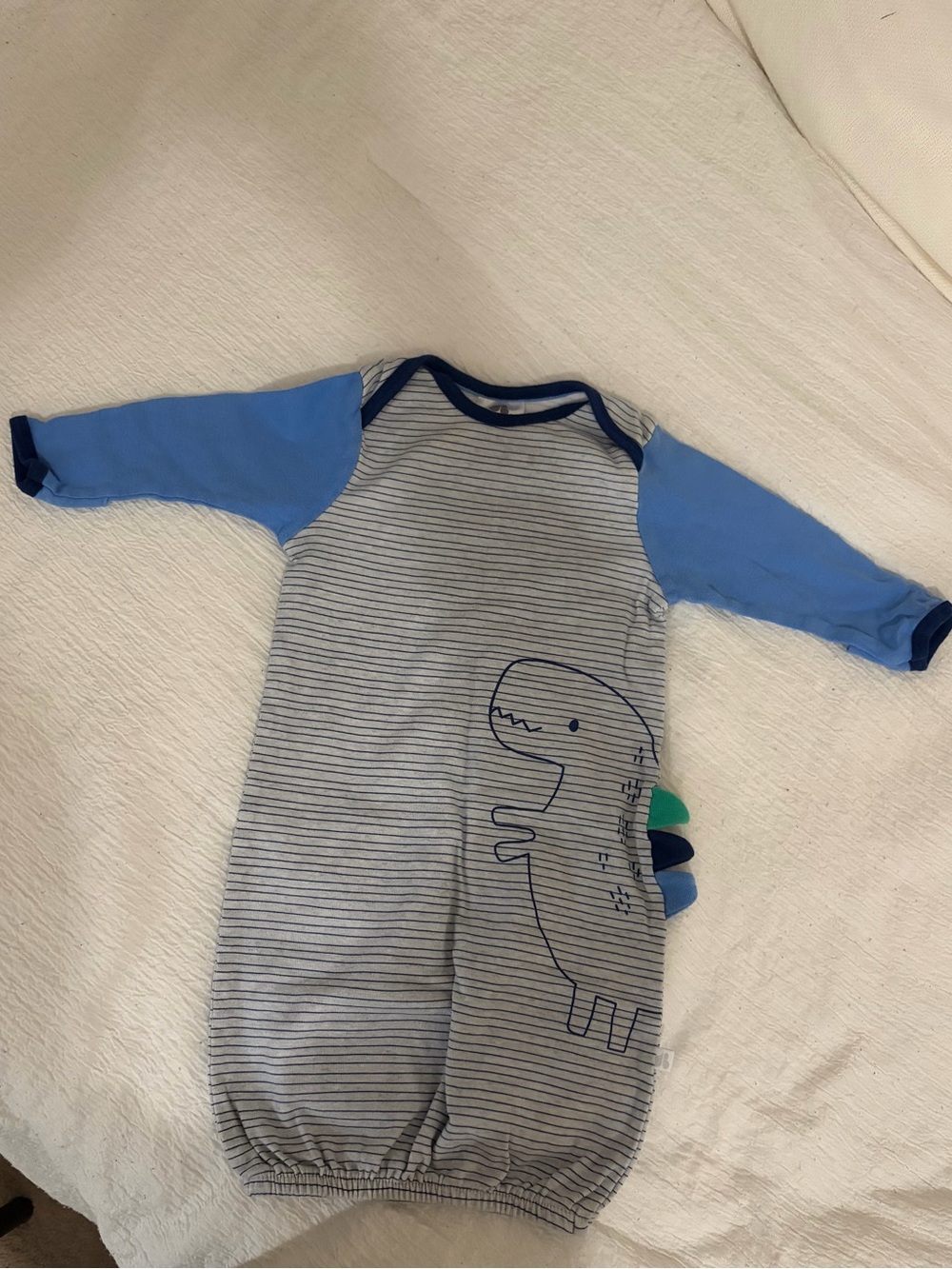 Blue Stripe Dino Baby Sleep Gown